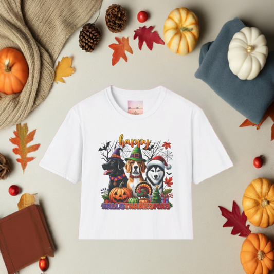 Happy HalloThanksMas Dog Shirt - Holiday festive Shirt